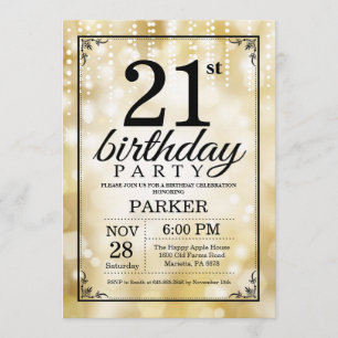 Falha Dourada de Convite aniversário de 21 anos