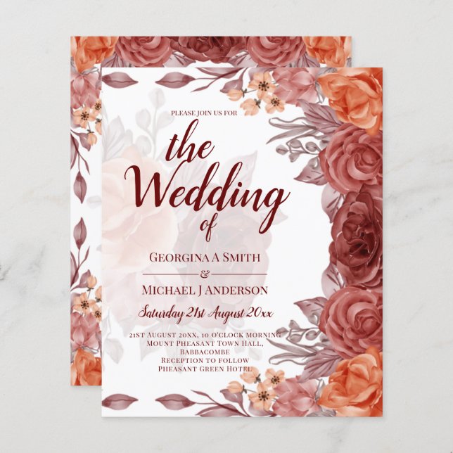 FALHA Floral Botânica de Laranja Queimada (Frente/Verso)