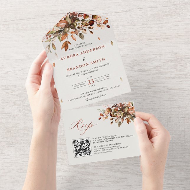 Fall Autumn Deixa País Russo Boho Casamento QR (Aba destacável)