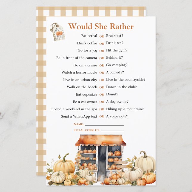 Fall Autumn Ela está fora do mercado Ela iria Pref (Frente/Verso)