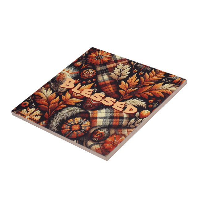Fall Autumn Plaid Leaves Orange Personalized (Lateral)