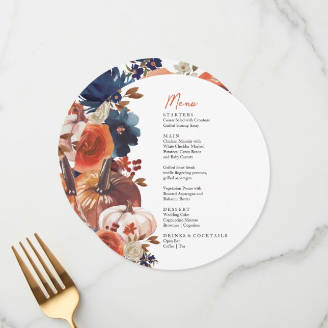 Fall autumn Pumpkins Menu  (Frente/Verso In Situ)