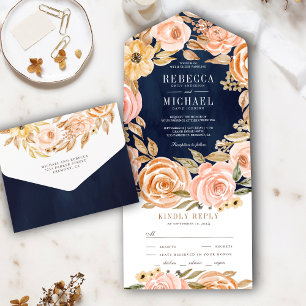 Fall Autumn Rustic Terthy Floral Marinho Azul Casa