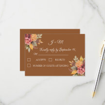Fall Boho Autumn Floral Terracotta Weding RSVP