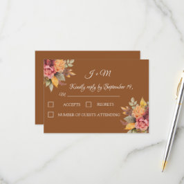 Fall Boho Autumn Floral Terracotta Weding RSVP