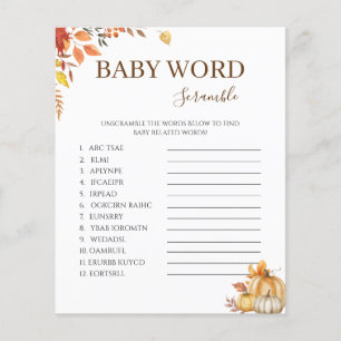 Fall Boho Chá de fraldas Word Scramble Game