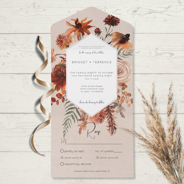 Fall Boho Rust & Peach Floral Frame Beige Janto (Criador carregado)