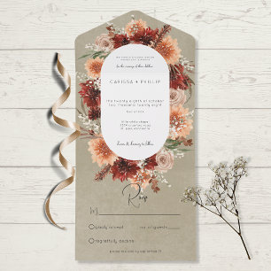 Fall Boho Rust & Peach Floral Oval Sage No Janto