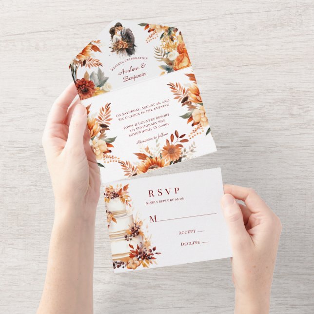 Fall Burgundy e Orange Floral Weds (Aba destacável)