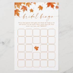 Fall Chá de panela Bingo Game