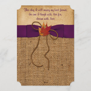 Fall Deixa FAUX Burlap, Convite de casamento - Rox
