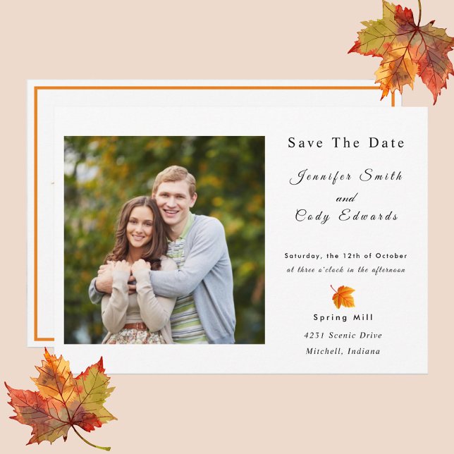 Fall Deixa Foto Casamento Salvar A Data Convite (Criador carregado)