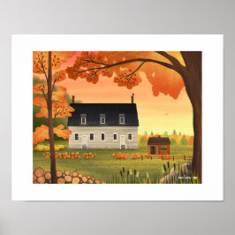 Fall Farmhouse Autumn Pumpkin Art Impressão