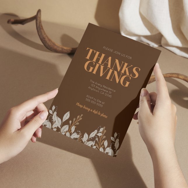 Fall Floral Boho Ação de Graças Convite (Criador carregado)