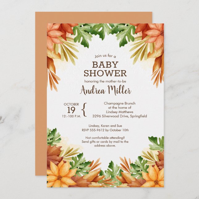 Fall Foliage Baby Shower Invants (Frente/Verso)