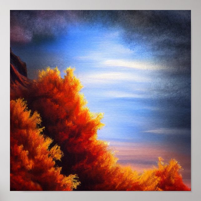 Fall Forest perto do Poster do Oceano (Frente)