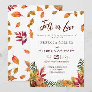 Fall in love Folhas de outono convite para casamen