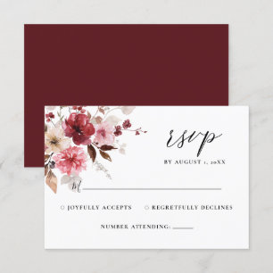 Fall Maroon Blush Rustic Floral Casamento RSVP
