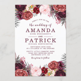 Fall Marsala Blush Peony Casamento Convites