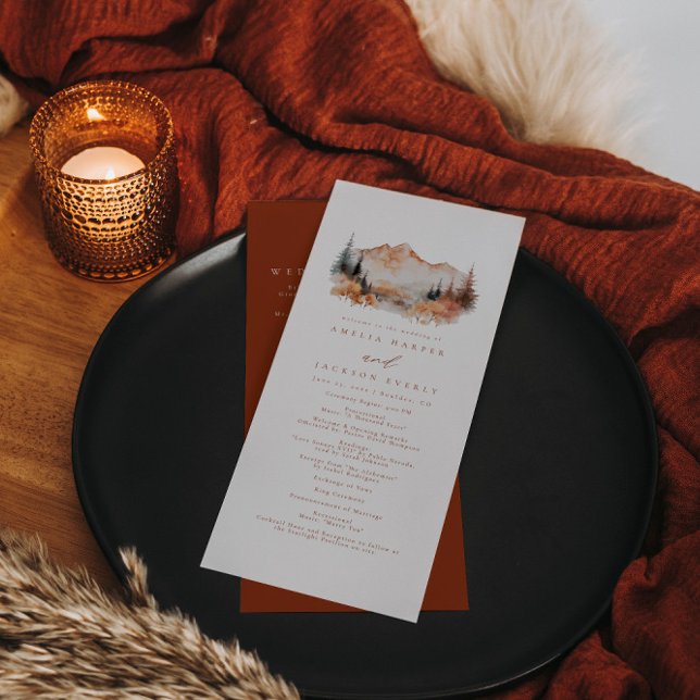 Fall Mountain Wedding Order of Events Program (Criador carregado)