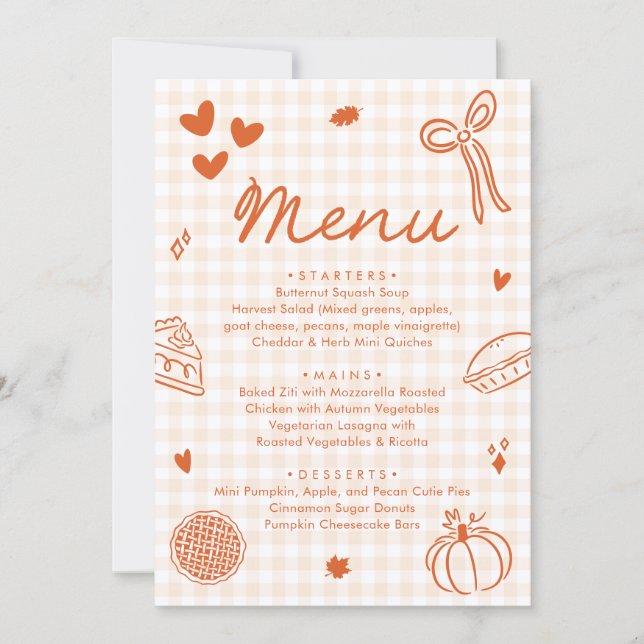 Fall Orange Hand Drawn A Little Cutie Pie Menu (Frente)