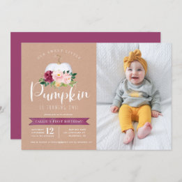 Fall Pumpkin Birthday Foto Convite Personalizado I