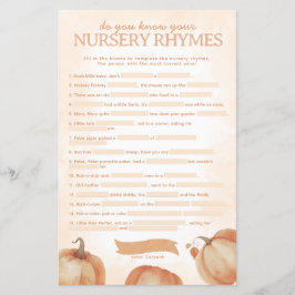 Fall Pumpkin Chá de fraldas Nursery Rhyme Game