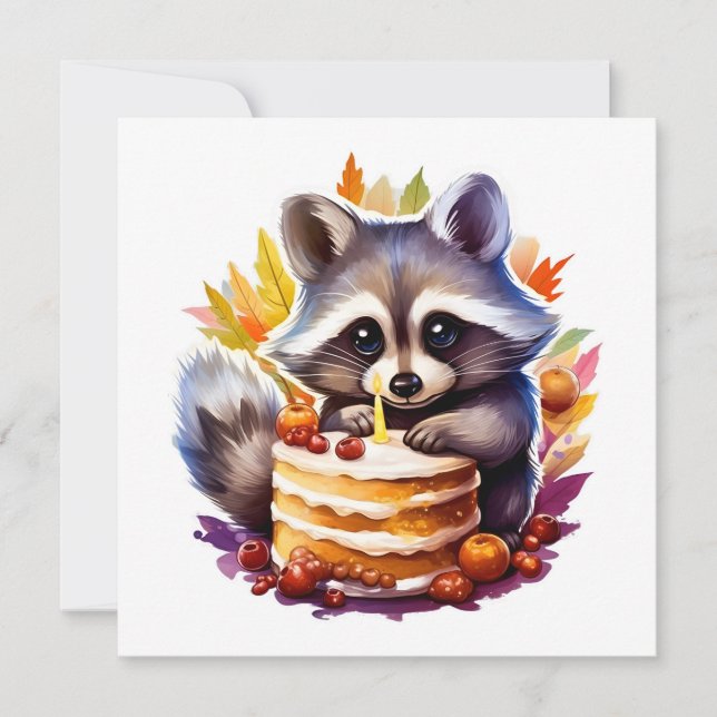 Fall Raccoon com o 1º bolo de aniversário (Frente)