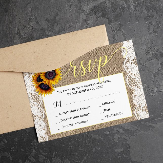Fall rusflower burlap script de casamento rsvp (Criador carregado)