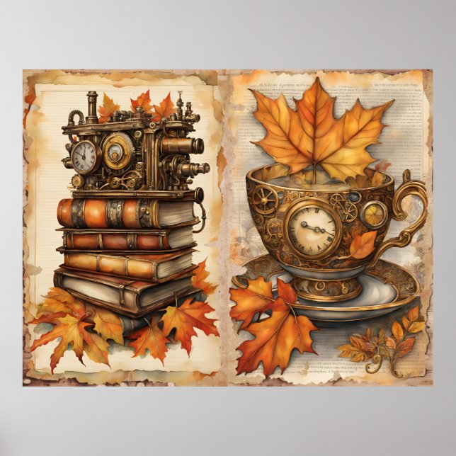 Fall Steampunk Art Poster (Frente)