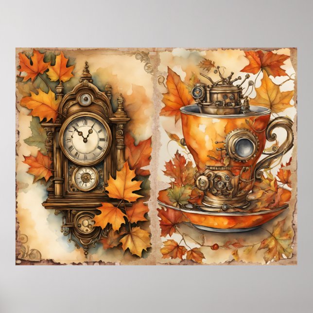 Fall Steampunk Art Poster (Frente)