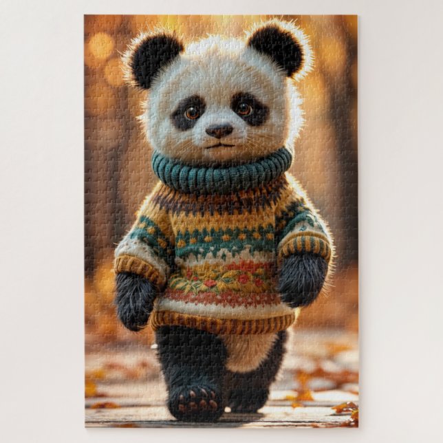 Fall Sweater Panda Quebra-cabeça (Vertical)