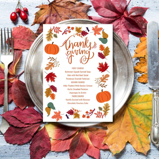 Fall Thanksgiving Printable Menu (Criador carregado)