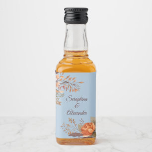 Fall Watercolor Rustic Floral Weding Liquor Botl