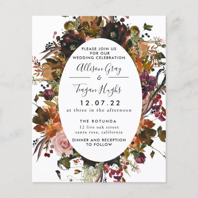 Fall Wedding Invitation | Budget Flyer (Frente)