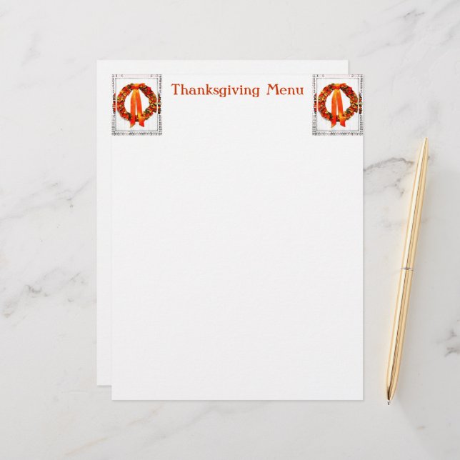Fall Wreath Thanksgiving Menu (Frente/Verso In Situ)