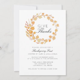 Fall Wreath Watercolor Ação de Graças Convite