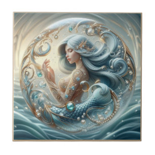 Falsas Pedras Preciosas Sereia Efeito 3D Art Nou