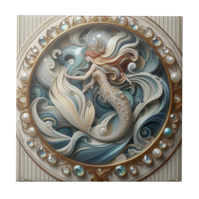 Falsas Pedras Preciosas Sereia | Efeito 3D Art Nou (Frente)