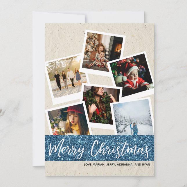 Falso Kraft & Glitter Multi Foto Feliz Natal (Frente)