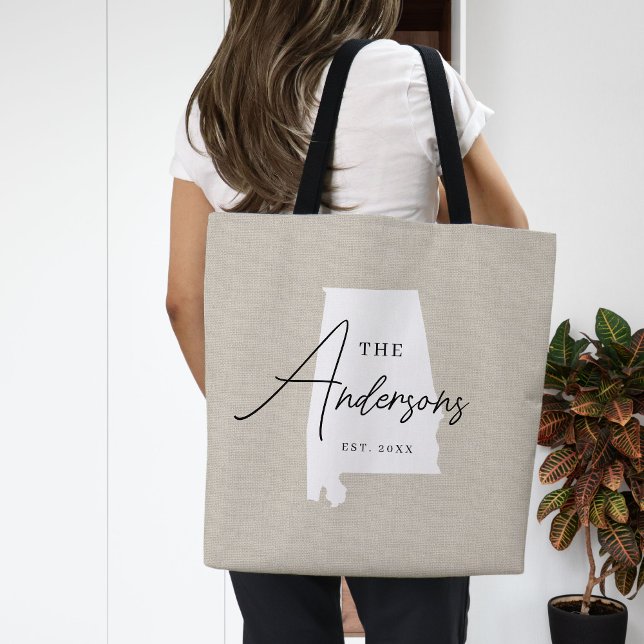 Família Alabama Monograma State Tote Bag (Criador carregado)