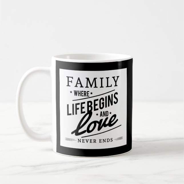 Família, amor, caneca de café personalizada da (Esquerda)