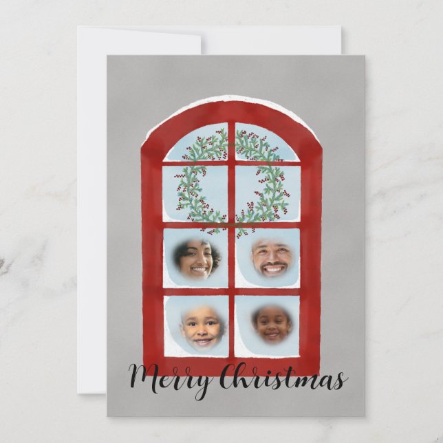 Família atrás do cartões de fotos da janela de Nat (Frente)