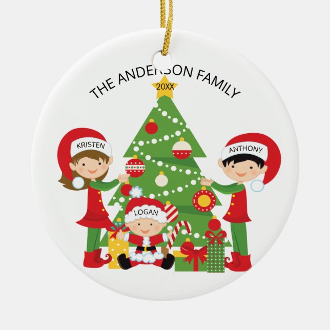 Família bonito de enfeites de natal personalizados (Frente)