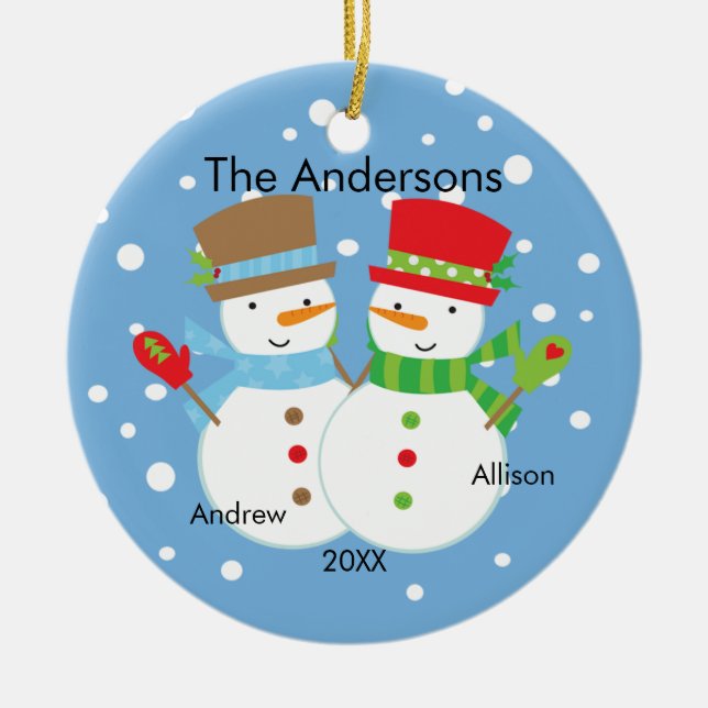 Família bonito do boneco de neve dos enfeites de (Frente)