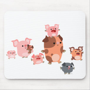 Família bonito Mousepad do porco dos desenhos