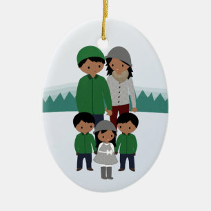 Família customizável dos enfeites de natal cinco