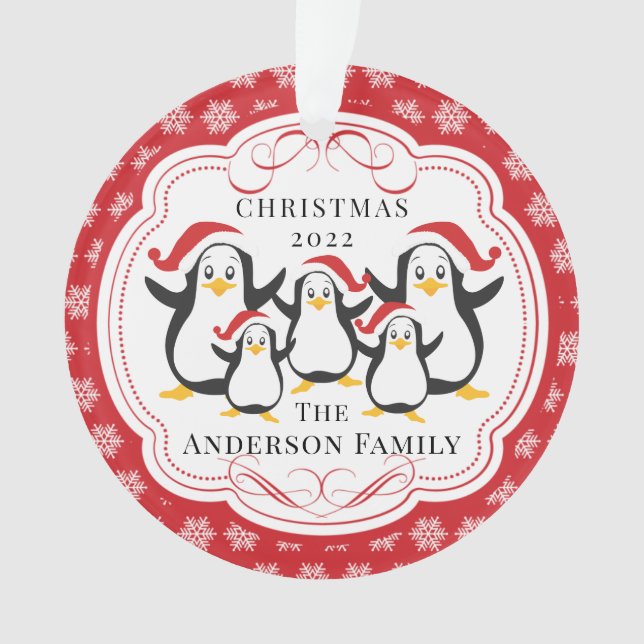 Família Cute Penguins de 5 Enfeites de natal (Frente)