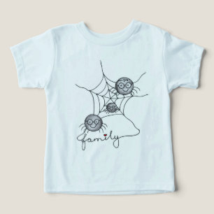 Família de Aranha Fofa – Camiseta Gráfica para Beb