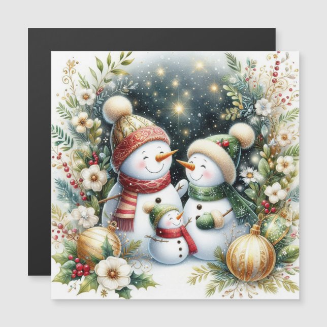 Família de Boneco de Neve Natal (Frente/Verso)